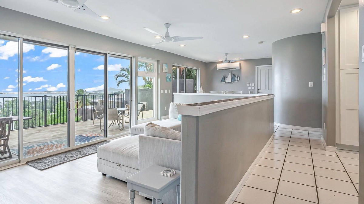Kaneohe House | Two-story ocean view home with a furnished patio & deck, washer/dryer, & AC