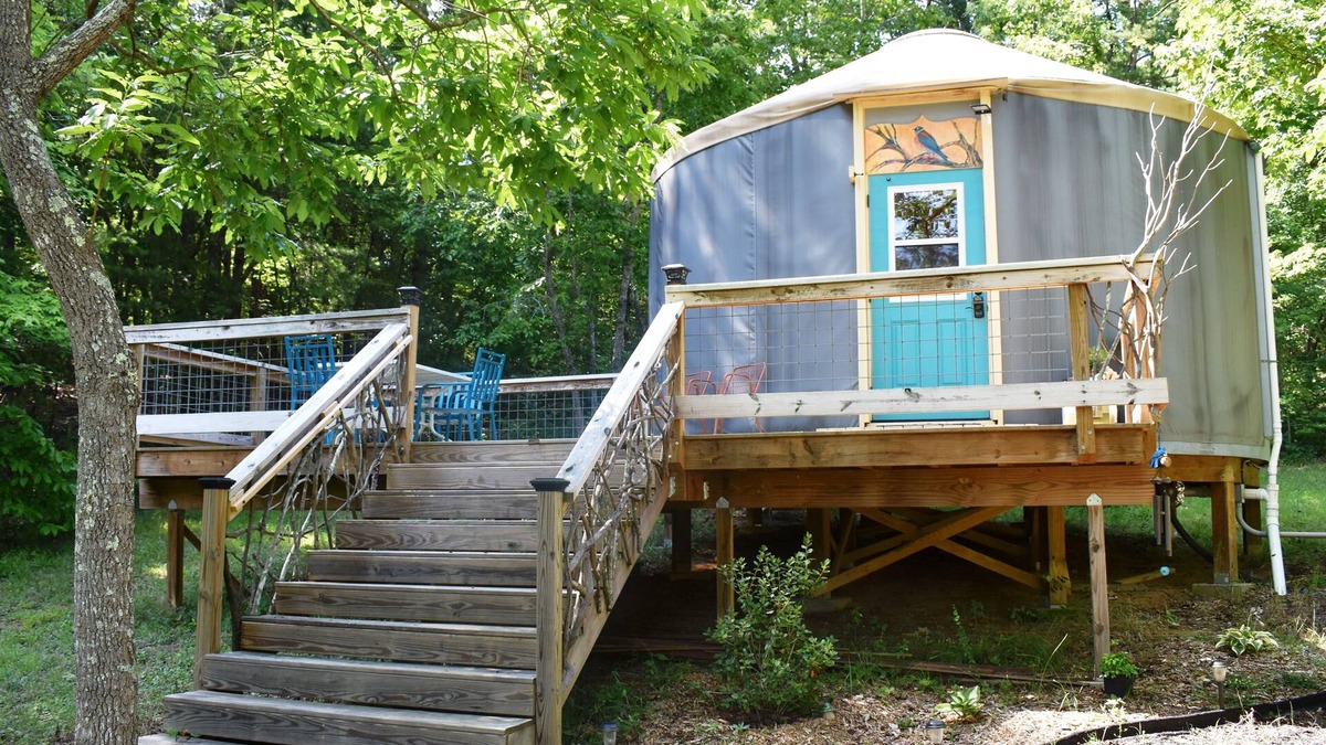 Rutherfordton House | Unique and Charming BlueBird Yurt at Feathered Fox Farm