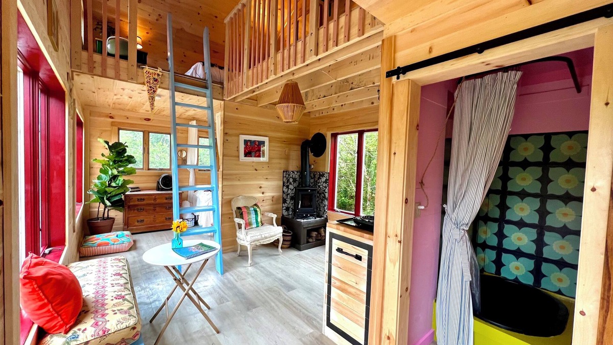 Lamoine Cabin | Unique, Colorful Off-grid Cabin