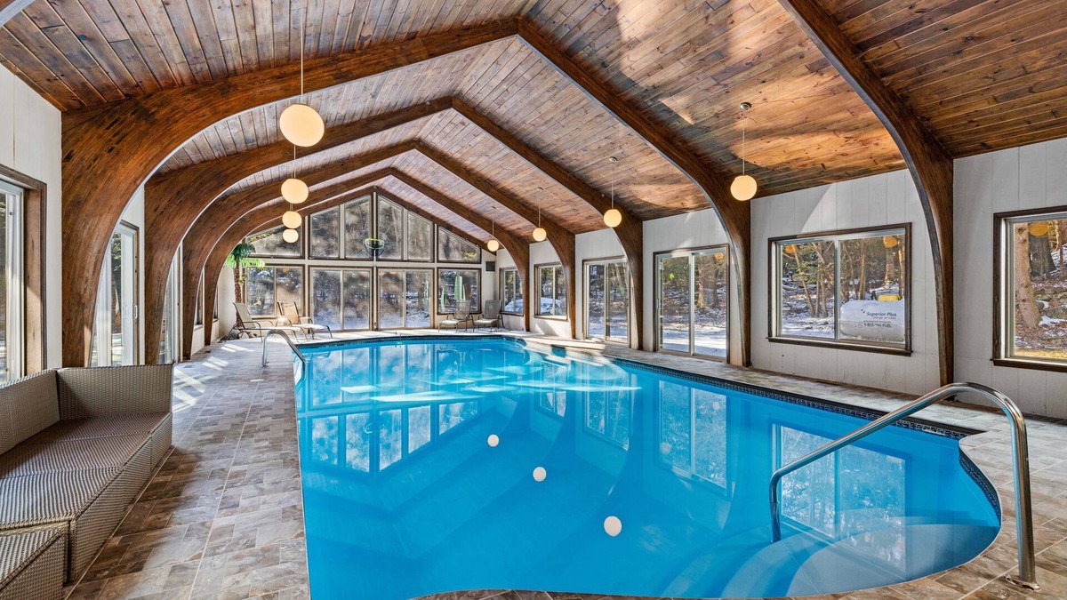 Henryville House | Unique Estate with Largest Private Heated Indoor Pool in the Poconos