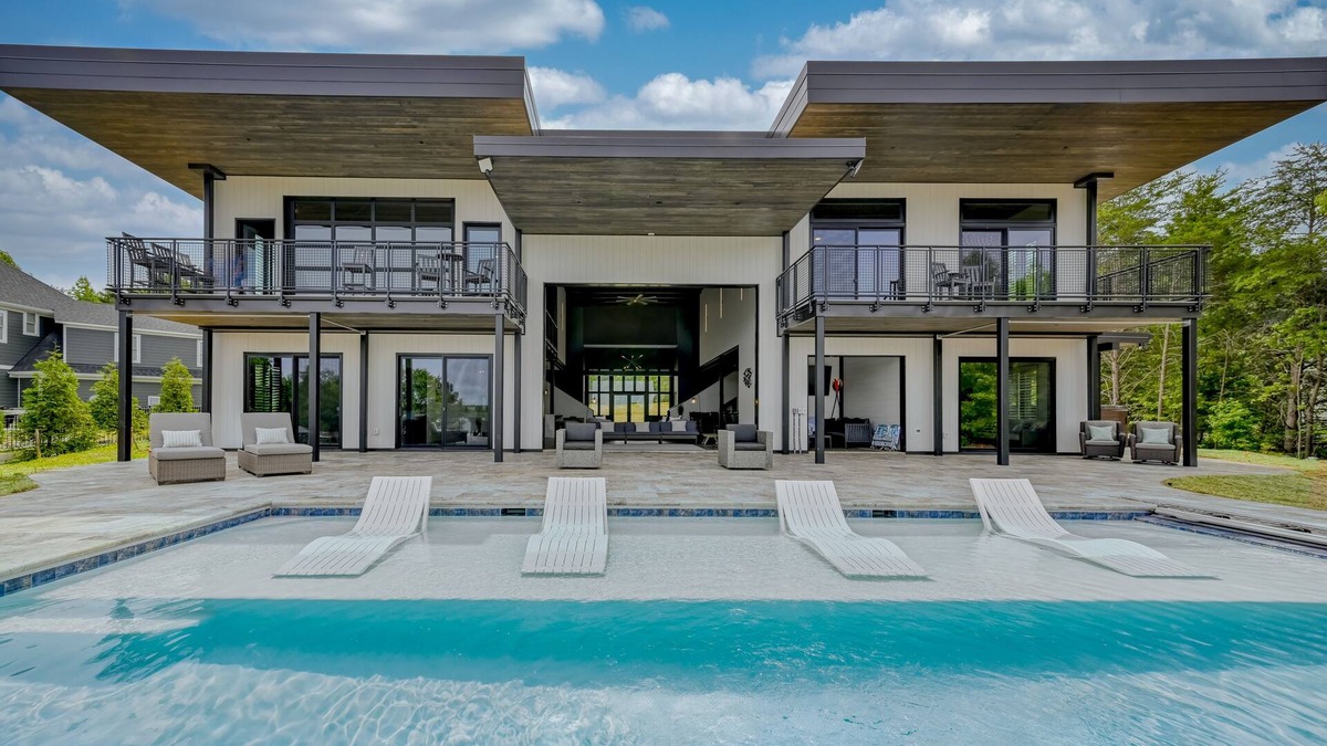 Bumpass House | Unique lake house with infinity pool, hot tub, modern interior, & views