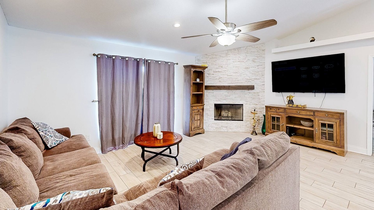 Doctors Inlet House | Updated home with patio, grill, wood-burning fireplace, central AC, & internet