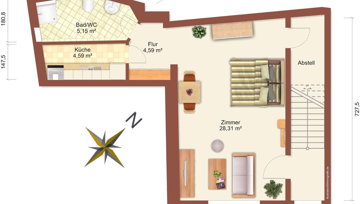 Ploen Apartment | Very central apartment/150m to the gr. Plöner See/Fewo 2/Boxspringb. 2x2,20m