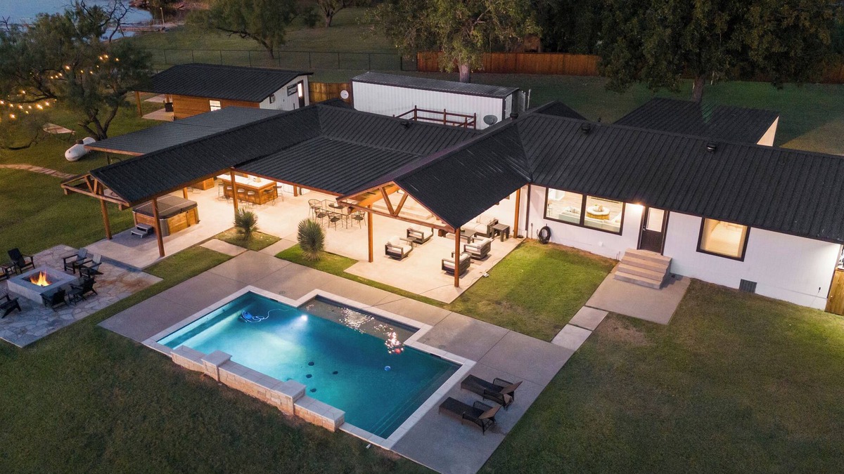 Graford House | Very Private 2 Acre Waterfront Lake House w/Pool & Hot Tub - optional bunkhouse