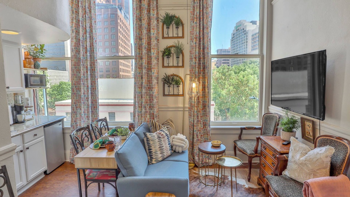 Main - Military Plaza Apartment | View of Riverwalk frm 1 BR King Bed Apt
