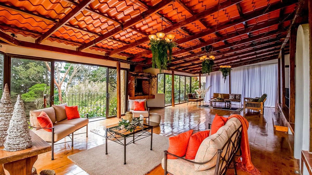 Roble House | View paradise with an expansive yard, wood-burning fireplace, and W/D