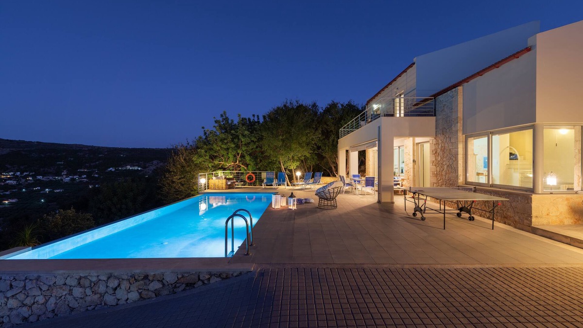 Gavalochori Villa | Villa Armonia, 3 bedrooms, sea views, 45m2 infinity pool w/heating, ping pong.