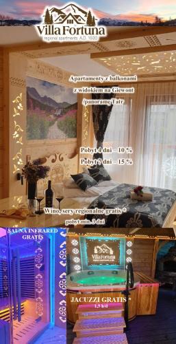 Zakopane Apartment | Villa Fortuna - Regionalne apartamenty & SPA - Sauna, Grill, Jacuzzi z widokiem na Tatry