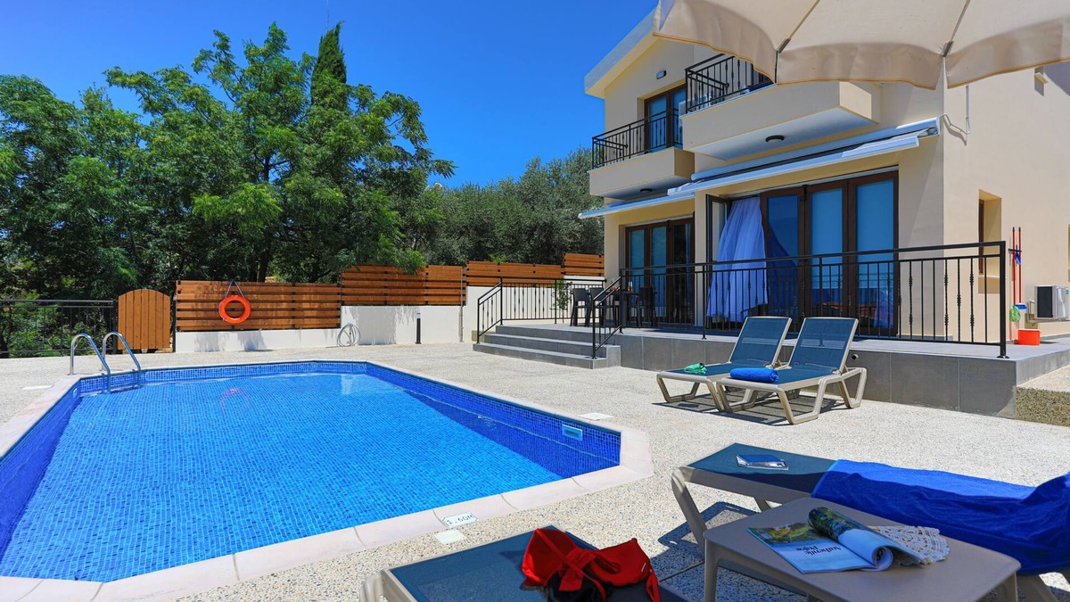 Meladeia Villa | Villa Salina: Modern Holiday Villa, Private Pool, Views, WiFi, A/C