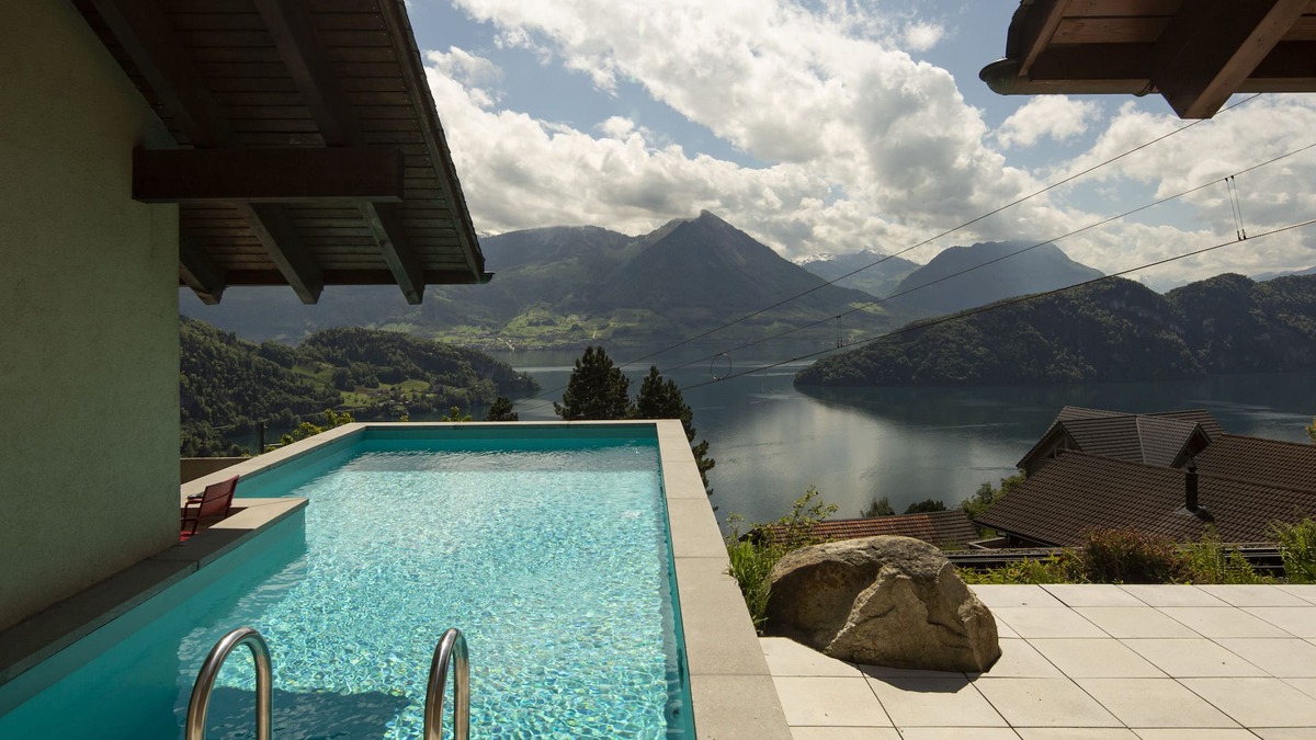 Vitznau House | Villa with Pool at Lake Lucerne, directly at romantic Rigi railway