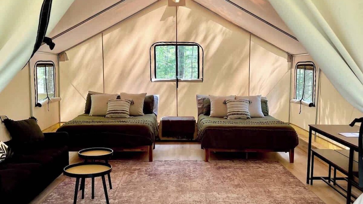 Primrose RV Rental | Vireo's Nest- Glamping Tent in the Gorge️ with AC