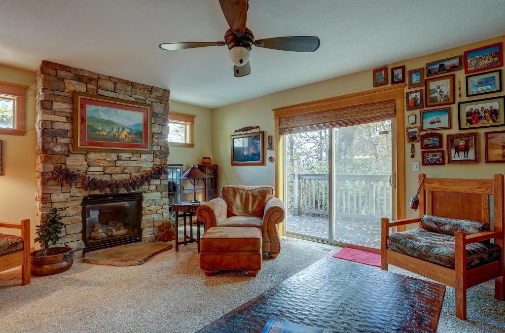 Hood River House | Wanderlust with Rustic Stone Fireplace