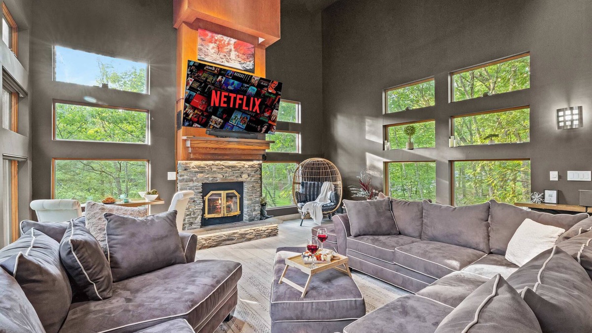 Bushkill House | Waterfall Views! Hot Tub, Game Room, Dog Friendly