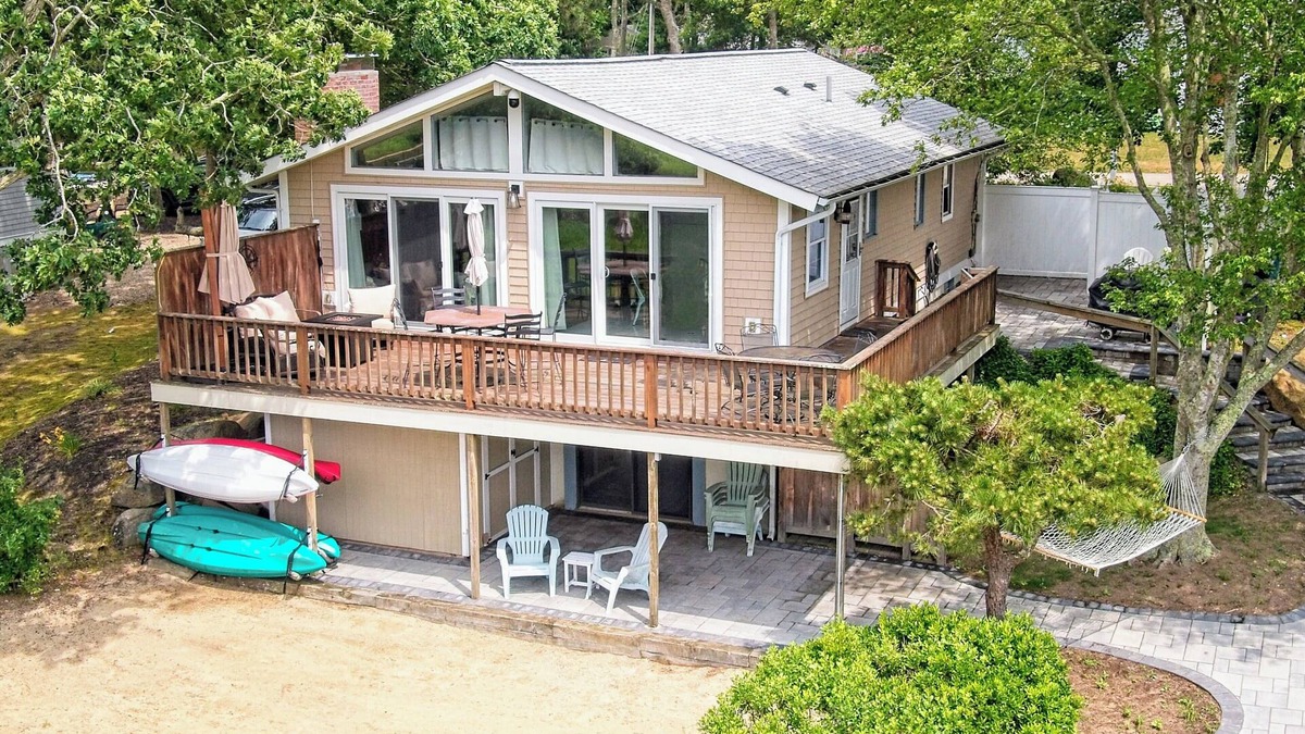 East Falmouth House | Waterfront Getaway w/Private Dock, Deck, Central A/C, & Kayaks