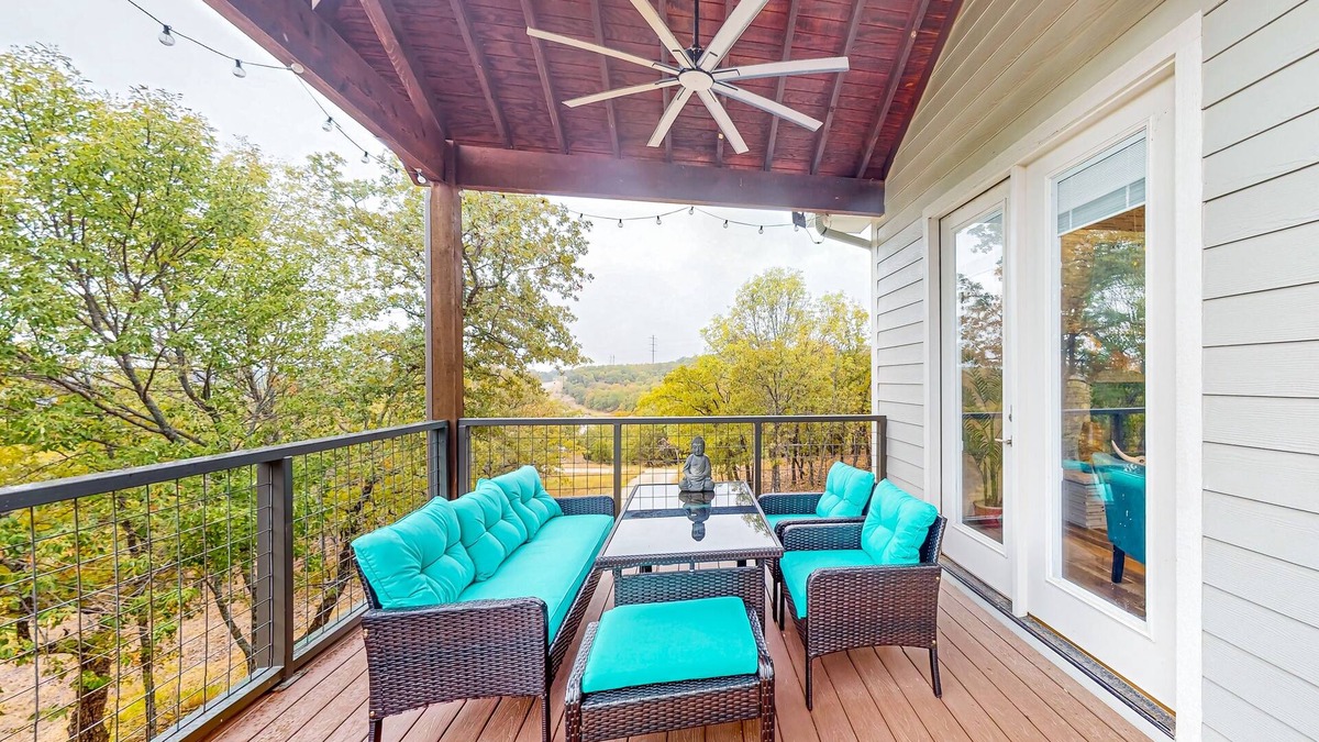 Bowie House | Waterfront home with views of Amon G. Carter Lake with large yoga deck