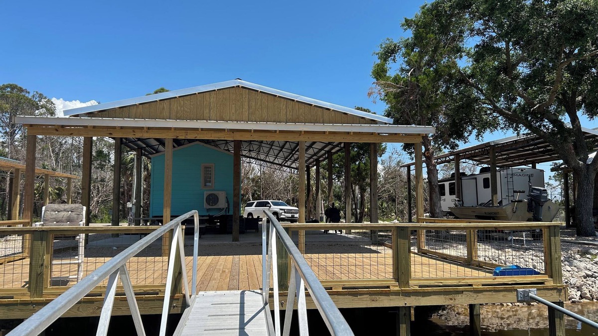 Keaton Beach Cabin | Waterfront Keaton Beach Tiny Home, private dock, pole barn, gulf access by boat!