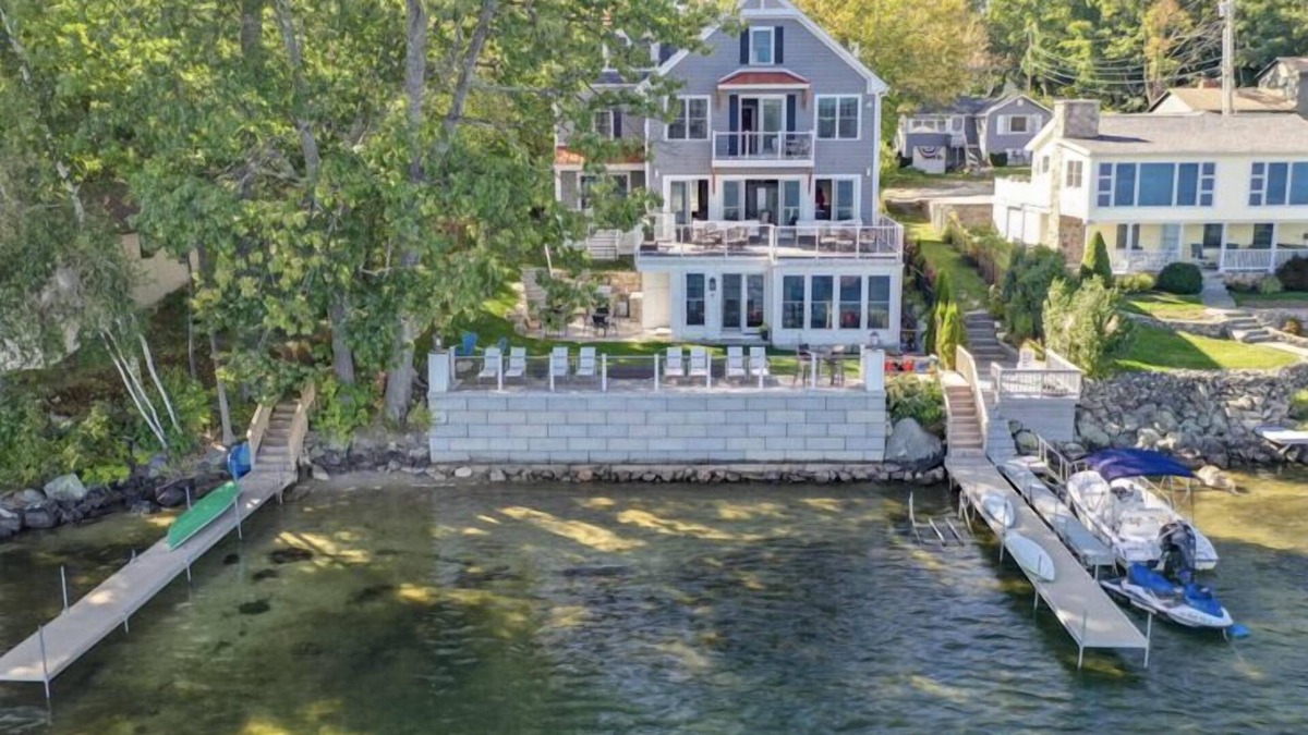 Meredith House | Waterfront Lake Winnipesaukee Luxury Family House with Private Water/Dock