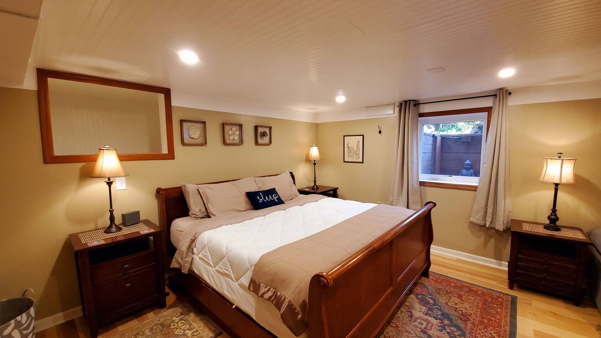 Concordia House | Well appointed basement guest suite with private entrance & backyard oasis.