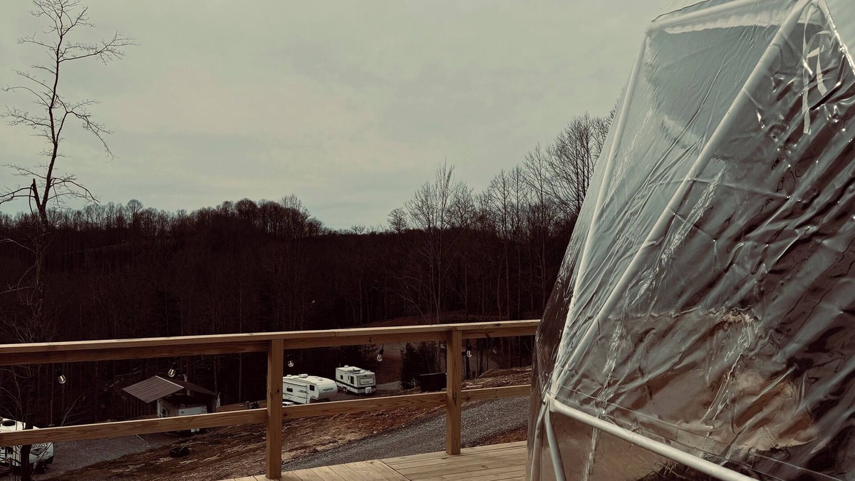 Bluewell RV Rental | West by God Glamping dome at Black Owl Hollow Campground in Bluefield near HMT