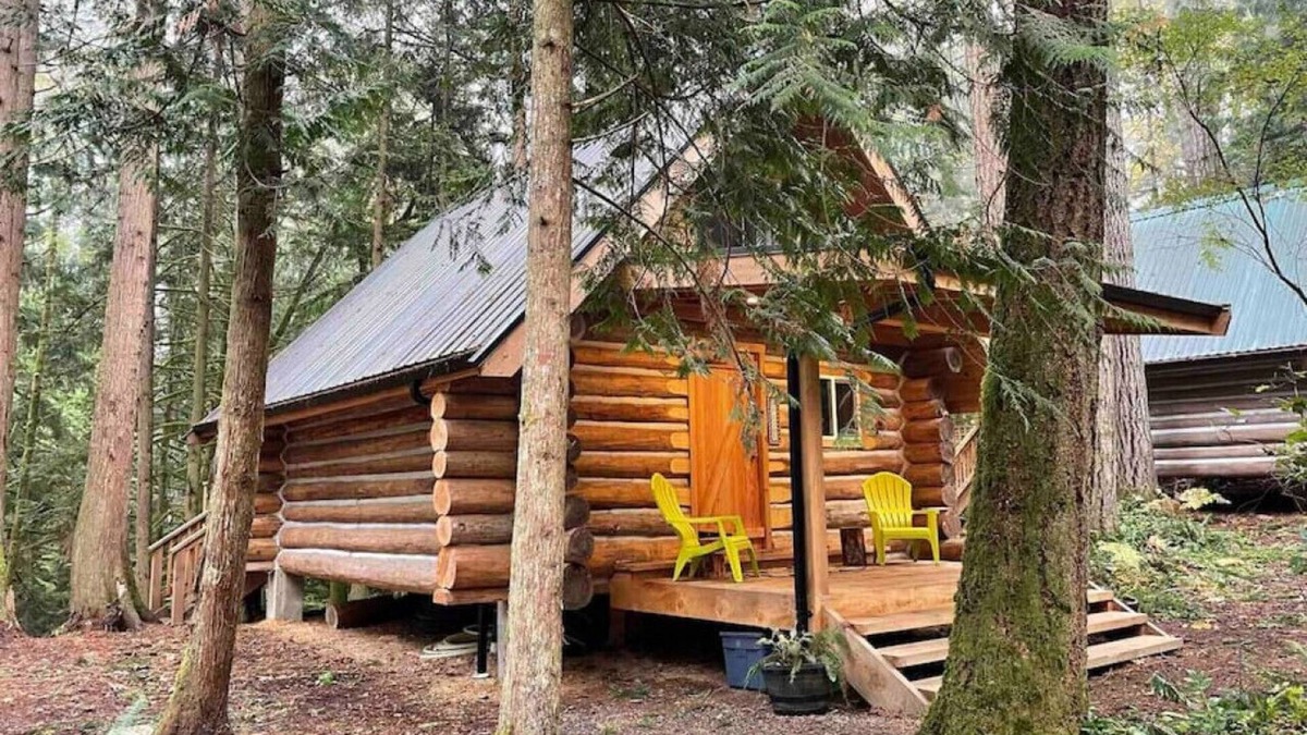 Regional District of Nanaimo Cabin | Wind Down Log Cabin in the Woods with Cozy Woodstove