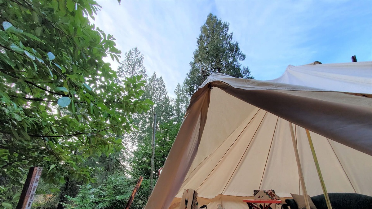 Woodfibre House | Yurt Glamping with Sauna, Movie setup, Kayak