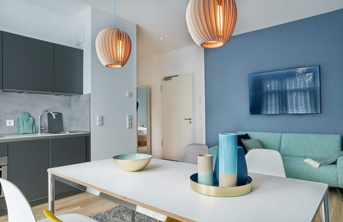 Hakenfelde Condo | 1-bedroom apartment w upscale design & balcony on the wonderful island Eiswerder