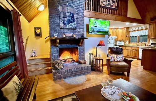 Maggie Valley Cabin | 2 Bd 2 Ba Cabin Secluded with Wood Fireplace Rushing Creek Hot Tub Fire Pit