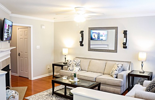 Brier Creek Country Club House | 2 Bedroom 2.5 Baths: Elegant Retreat with Cozy Workspace, Perfect for Families!