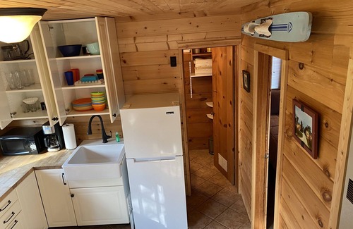 Beulah Cabin | 2 BR Crystal Lake cabin. Private beach, easy Ice Fishing Near Crystal Mtn