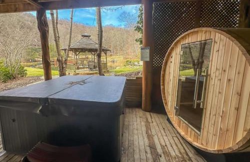 Mars Hill House | 2 Cabins on Private Pond Sleeps 30 Sauna Hot Tub