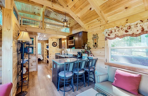 Mars Hill Cabin | 2 Tiny home cabins with private hot tubs, covered porches, & amazing views