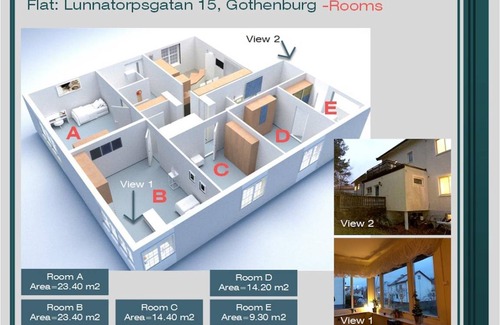 Orgryte-Harlanda Resort | 25 m² Private room ∙ 1 bedroom ∙ 5 guests