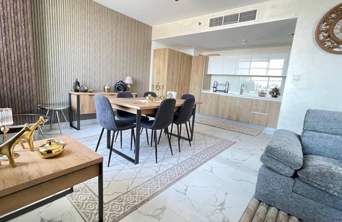 Al Raha Beach Apartment | 3-bedroom apartment in charming Abu Dhabi with AC, WiFi, fitness room