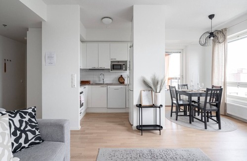 Tampere Apartment | 8th Floor 1BR Home with Sauna, Balcony & Views