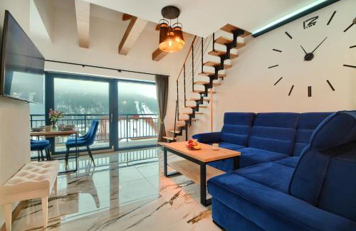Meszna Apartment | Apartament Marmurowy w Szczyrku z widokiem na góry z dostępem do sauny i jacuzzi , dwa miejsca parkingowe