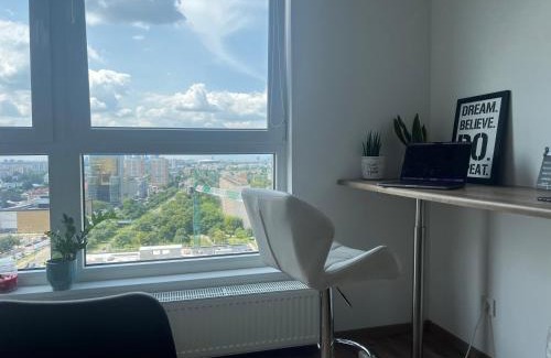 Praga Poludnie Apartment | Apartament SKYSCRAPPER z widokiem na panoramę Warszawy