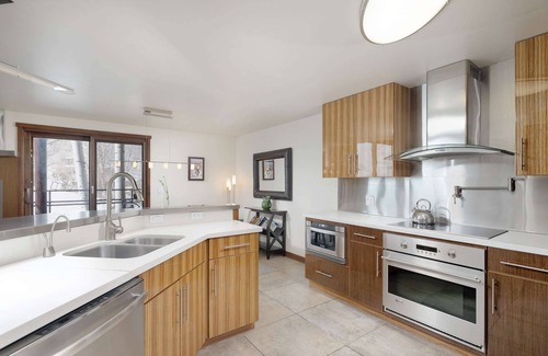 Aspen Condo | Aspen Mountain Luxury! Balconies, Views, Gas FP, W/D. Hot Tub, Walk to Town. Garage Parking