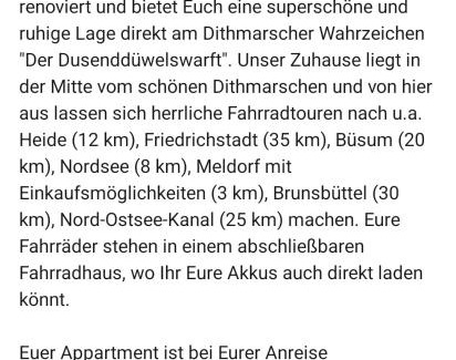 Epenwohrden Apartment | Bett und Bike Dithmarschen