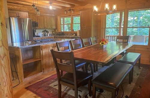 Deep Gap Cabin | Cabin log home w view, hot tub, game room. Community pool 4 bedroom Sleeps 10-12