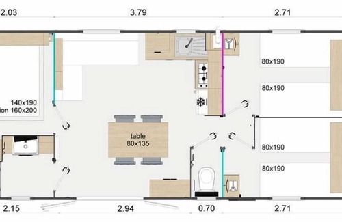 Saint-Bonnet-le-Chateau House | Camping De La Belle Etoile *** - 4-room Lodge Grand Confort mobile home for 6 people