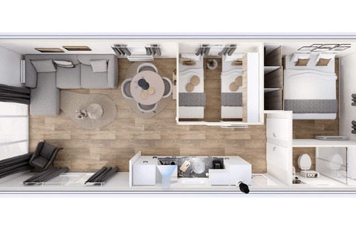 Suameer Ski Chalet | Chalet with play equipment, on a holiday park