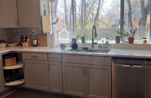 Lincoln Park House | Charming 3 bedroom home with hot tub, wood burning stove, large yard in Kingston
