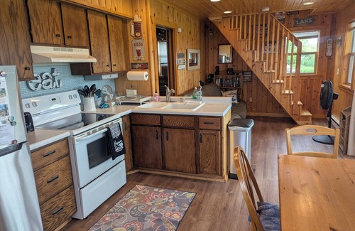 South Haven Cabin | Charming Knotty Pine Cabin w/Incredible Lake Views!