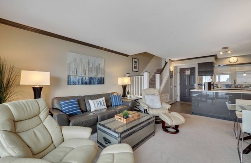 Boyne City Condo | Condo with Lake Charlevoix Views | Private Beach Access | Gas Log Fireplace