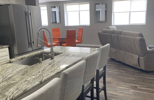 Wisconsin Rapids Apartment | Contemporary 1400 sq ft space in lower level Open concept gas burning fireplace