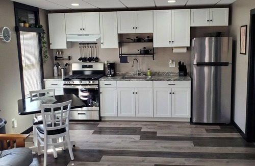 Whitehall Apartment | Contemporary king w/futon