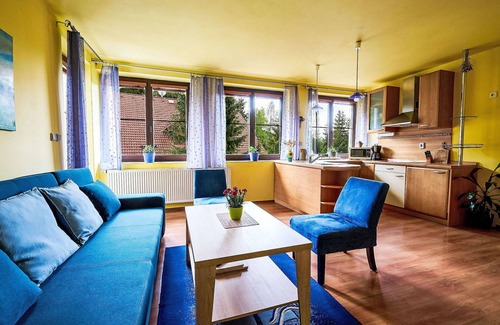 Harrachov Apartment | Cosy apartment for 6 people with WIFI, TV, balcony and pets allowed