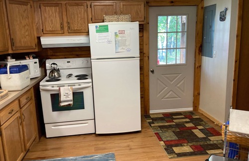 Gould City Cottage | Cozy log cabin on South Manistique Lake with 100 feet of sandy beach, sunsets