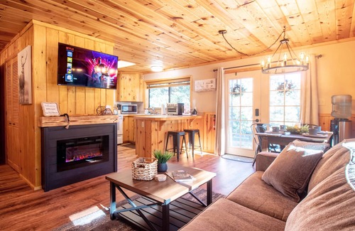 Prescott Cabin | Cozy Pines Hideaway- BBQ, fire-pit, zip-line, and fireplace
