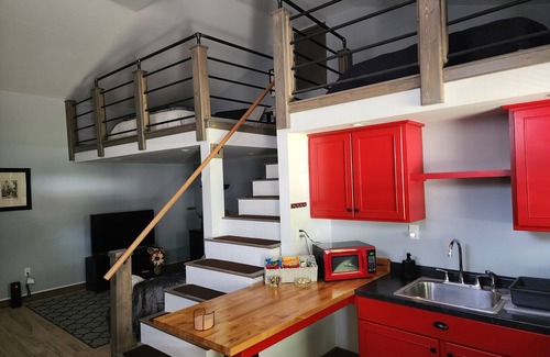 Galesburg Apartment | Discover your perfect escape in this beautifully designed loft apartment.